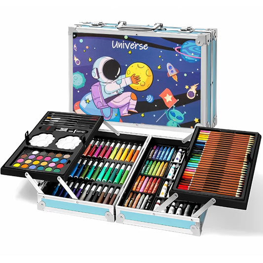 145 PCS All-in-One Art Coloring Box Set for Kids - Blue