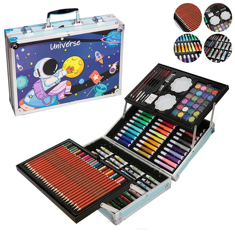 145 PCS All-in-One Art Coloring Box Set for Kids - Blue