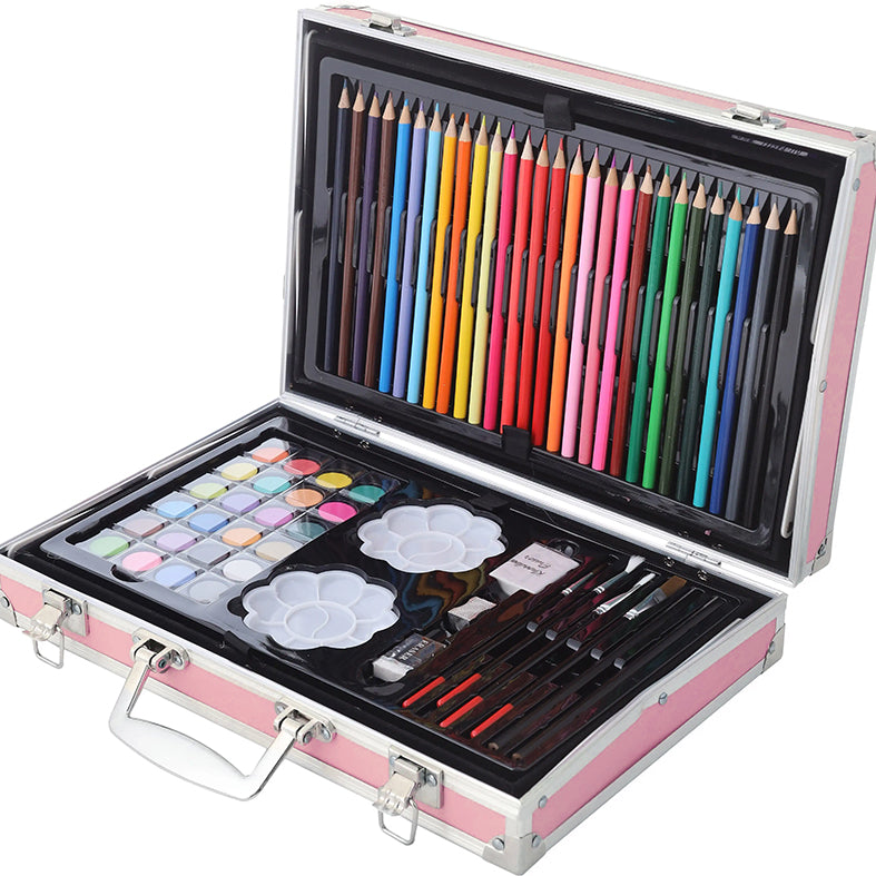 145 PCS All-in-One Art Coloring Box Set for Kids - Pink