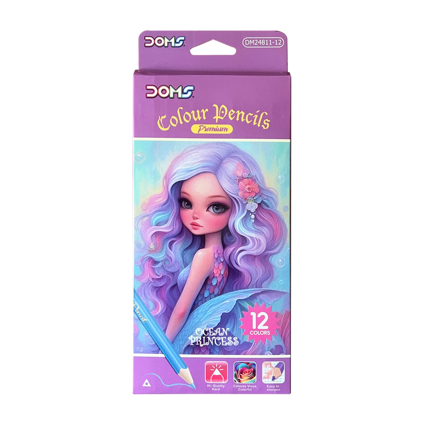 12 Pcs Coloring Pencils Doms - Pink