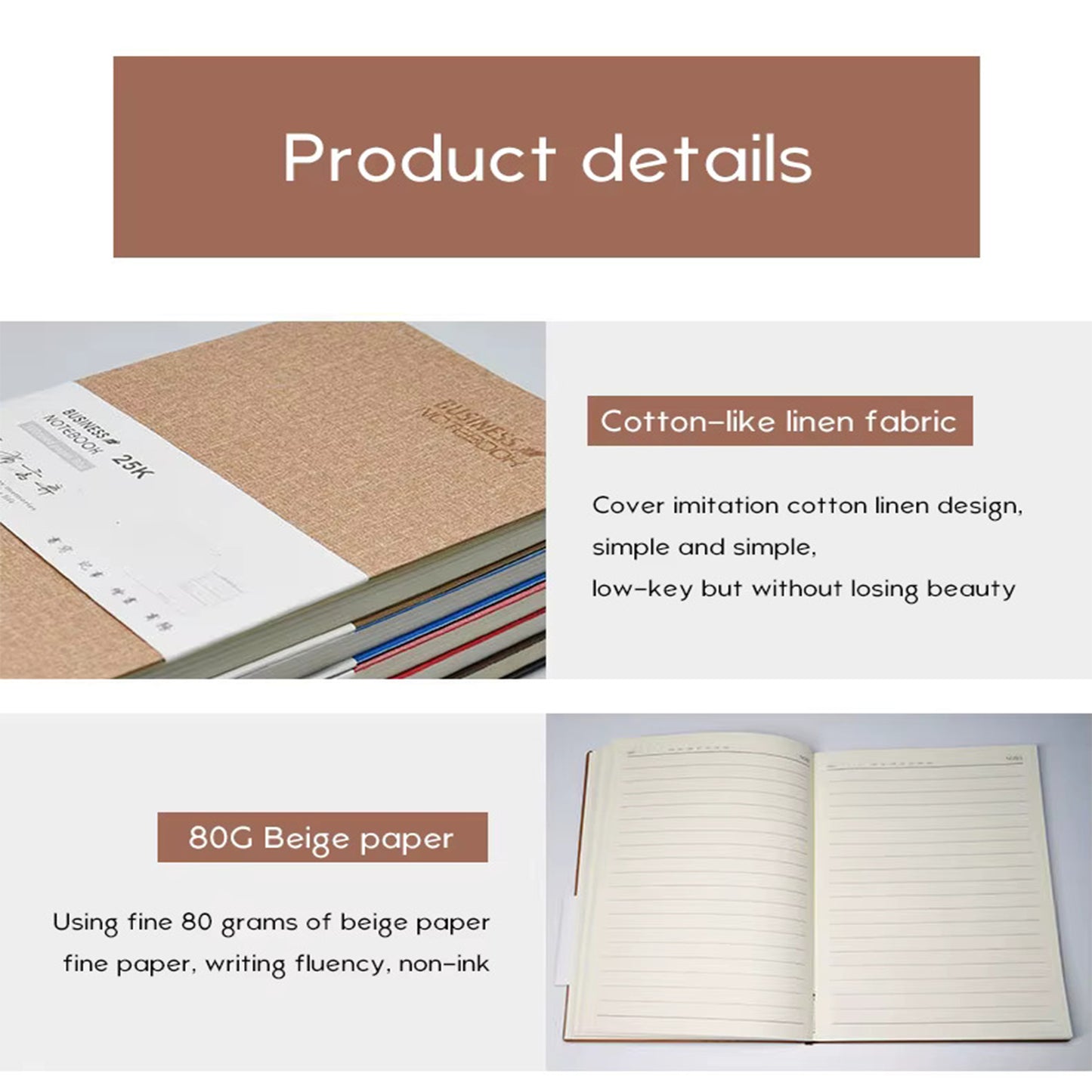 A6 Notebook fabric Cover - Brown