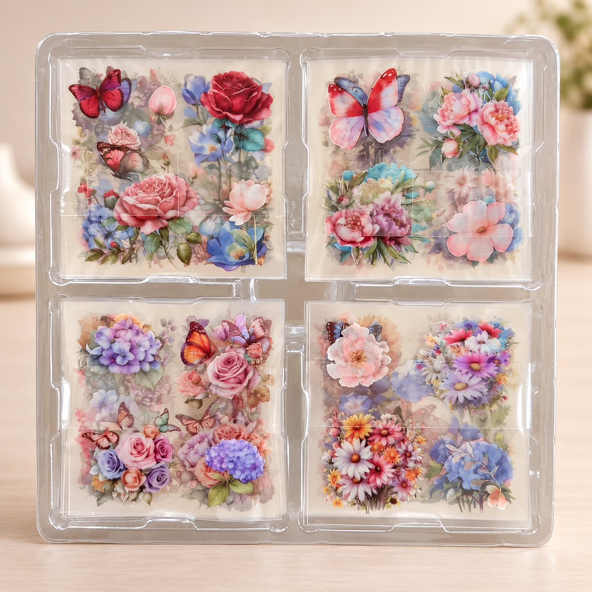 100pcs Cartelas PET Vintage Stickers - Flowers