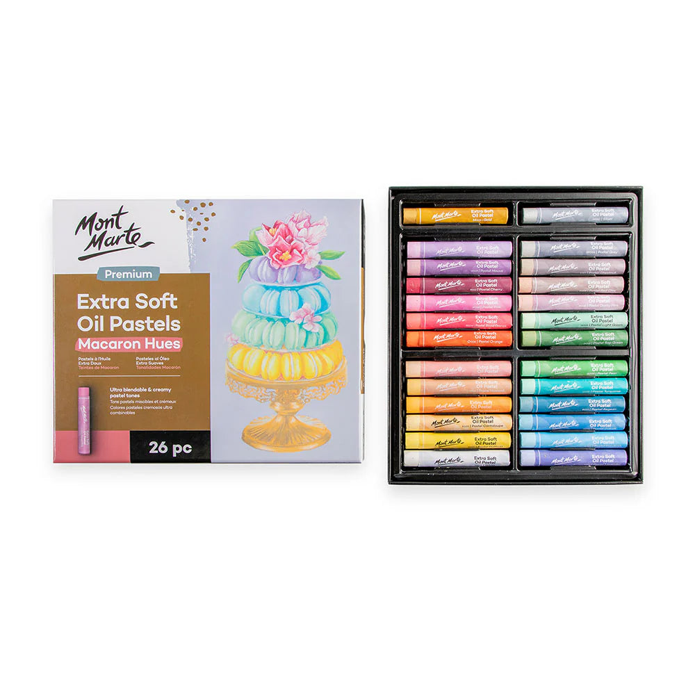 26pc Extra Soft Oil Pastels Macaroon Hues Premium - Mont Marte