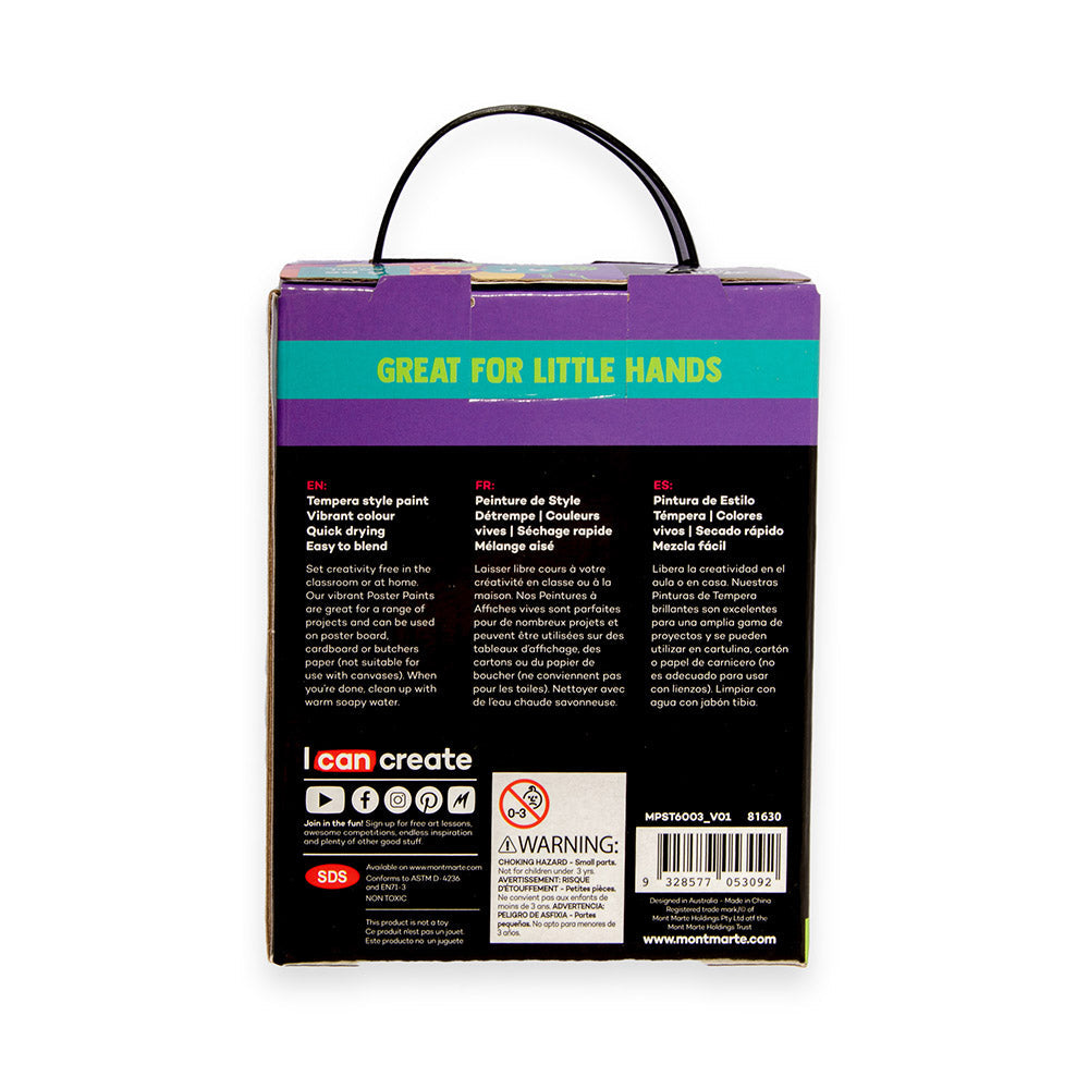 6pc Metallic Poster Paints 60ml - Mont Marte