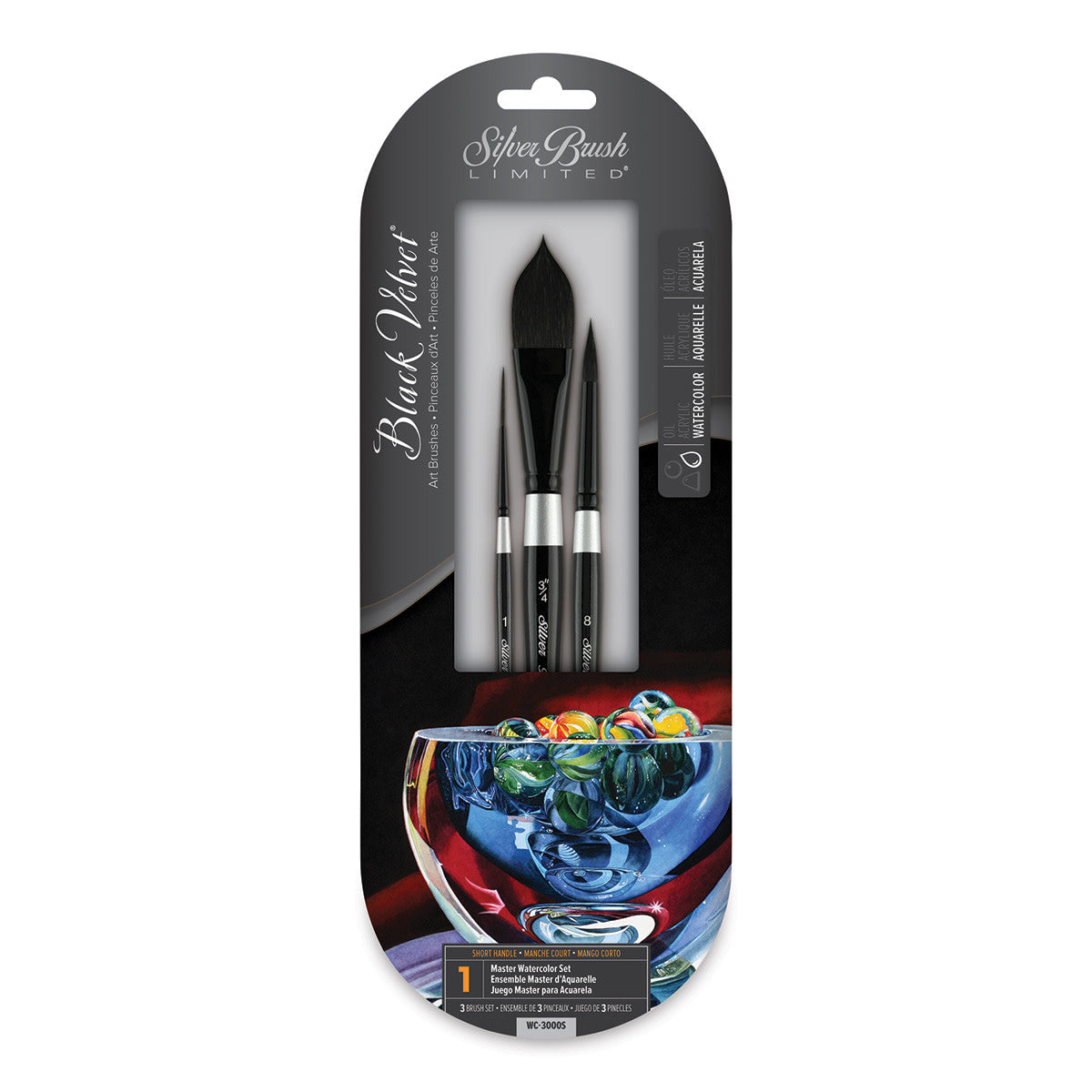 Silver Brush Black Velvet Watercolor Brush Set - Assorted, Set of 3