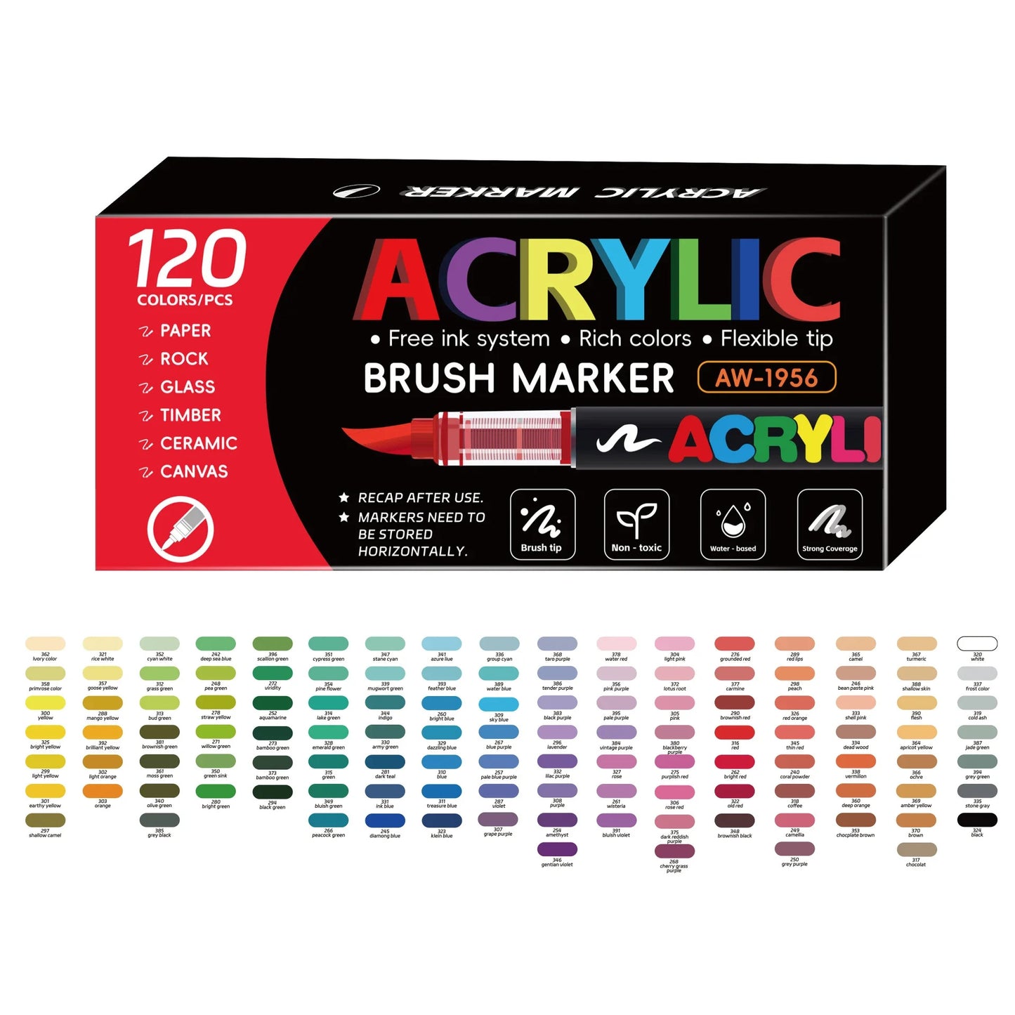 120pcs Liquid Acrylic brush pen