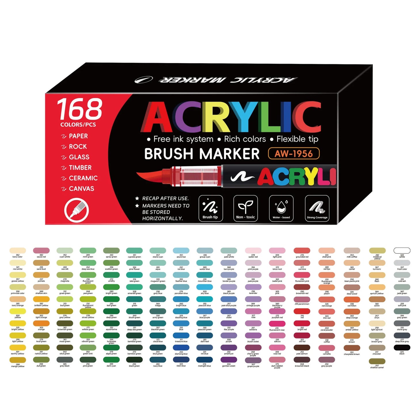 168pcs Liquid Acrylic brush pen