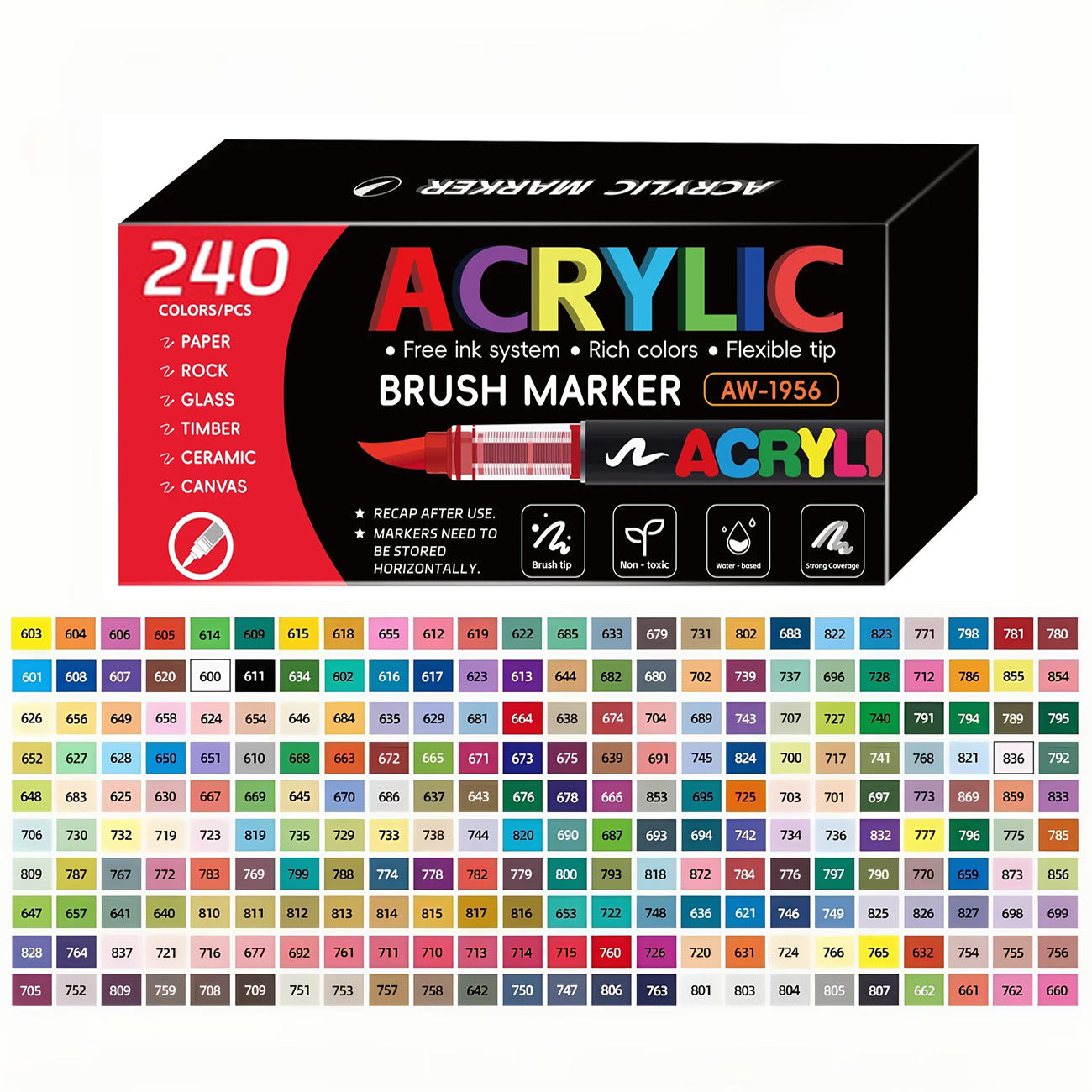 240pcs Liquid Acrylic brush pen