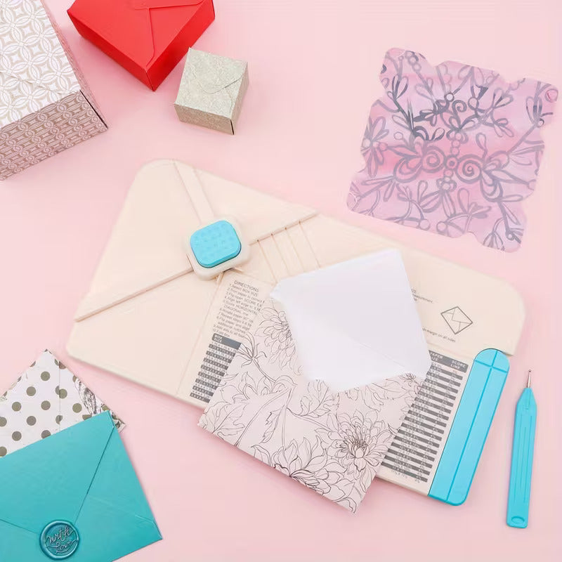 3-in-1 Plastic Craft Punch Board for DIY Envelopes, Gift Boxes & Bows