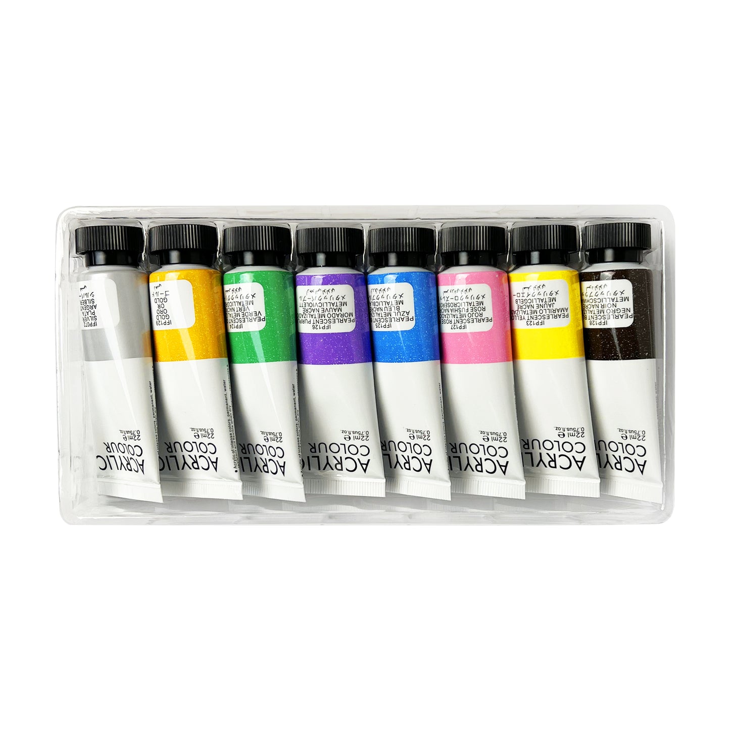 8 Tubes Acrylic Metallic Colors Set 22 ml - Art rangers