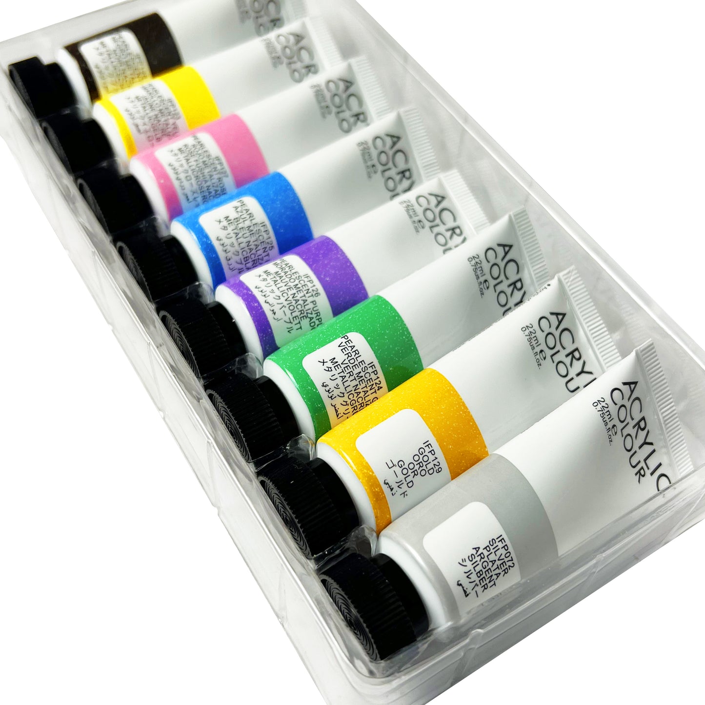 8 Tubes Acrylic Metallic Colors Set 22 ml - Art rangers