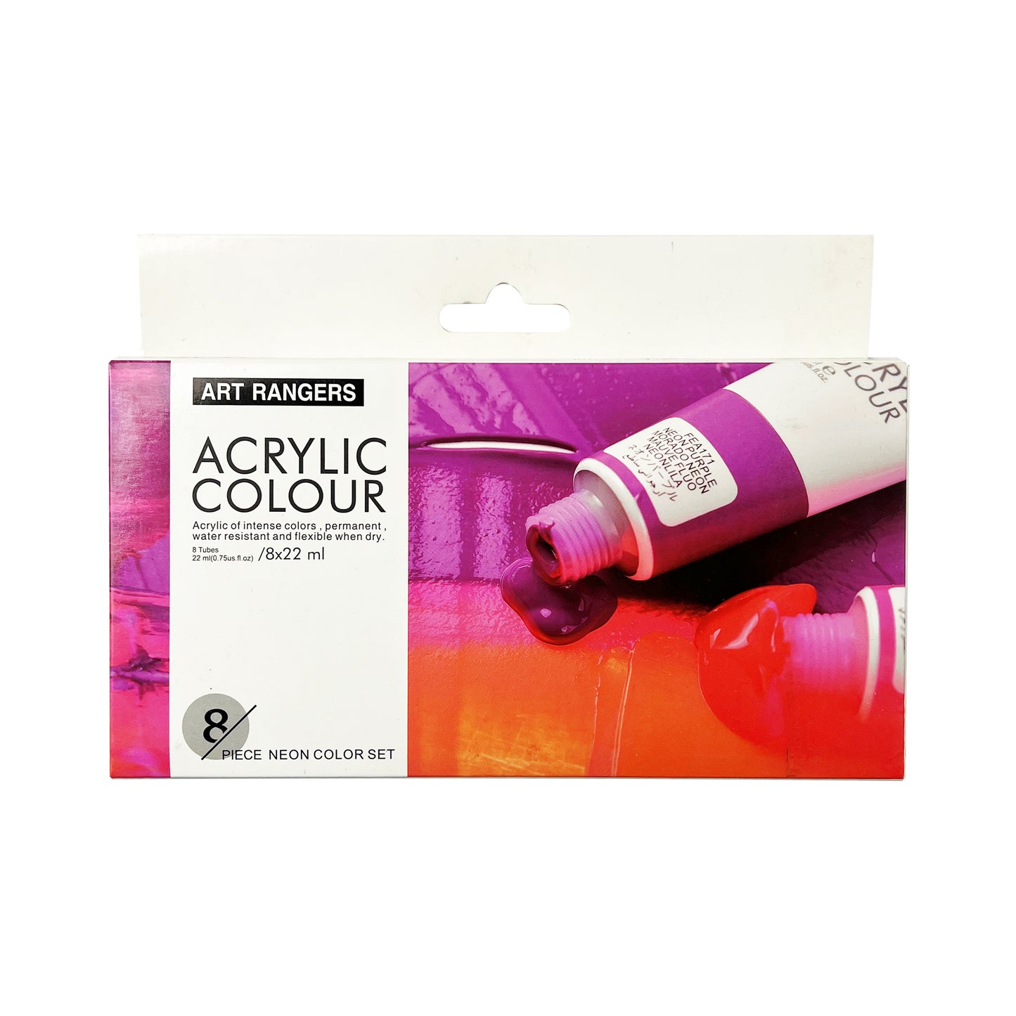 8 Tubes Acrylic Neon Colors Set 22 ml - Art rangers