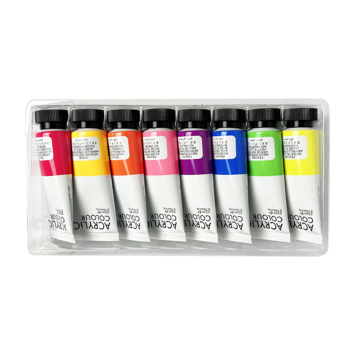 8 Tubes Acrylic Neon Colors Set 22 ml - Art rangers