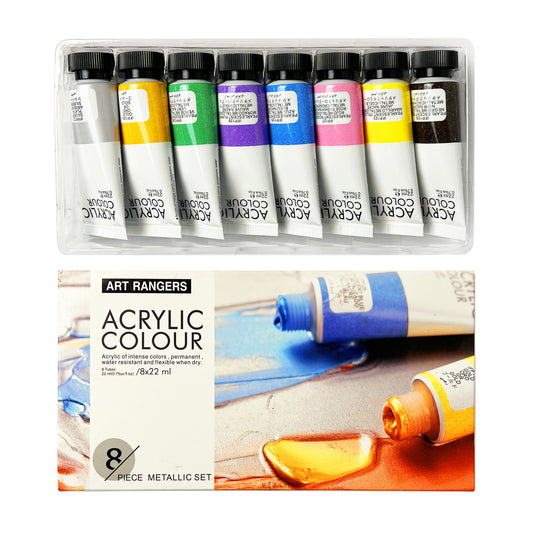 8 Tubes Acrylic Metallic Colors Set 22 ml - Art rangers