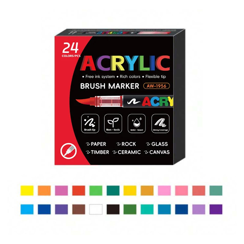 24pcs Liquid Acrylic brush pen