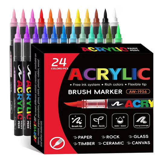 24pcs Liquid Acrylic brush pen