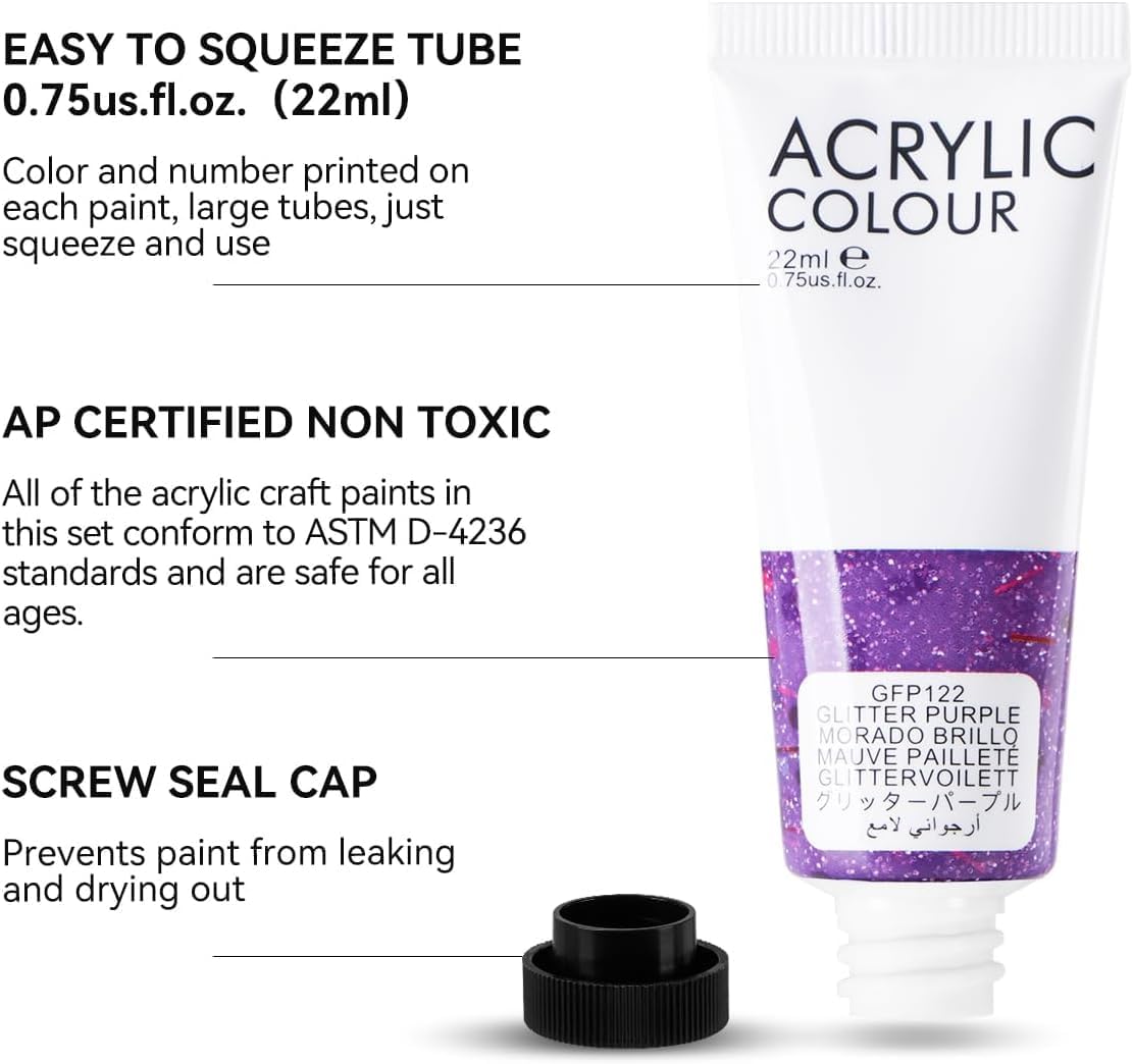 8 Tubes Acrylic Metallic Colors Set 22 ml - Art rangers