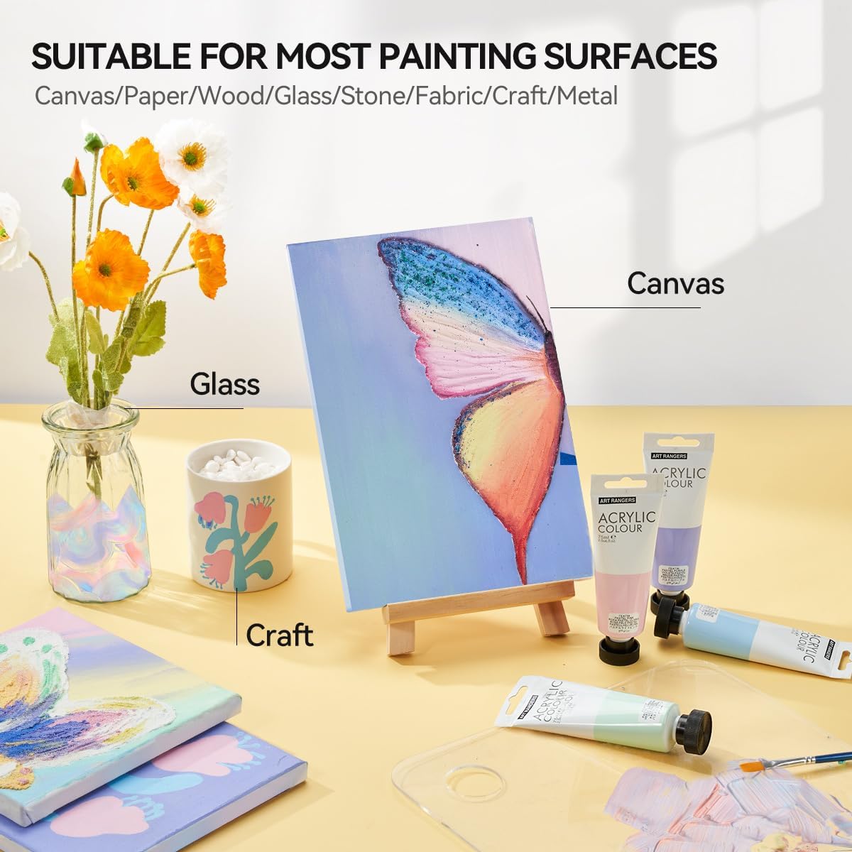 8 Tubes Acrylic Pastel Colors Set 22 ml - Art rangers