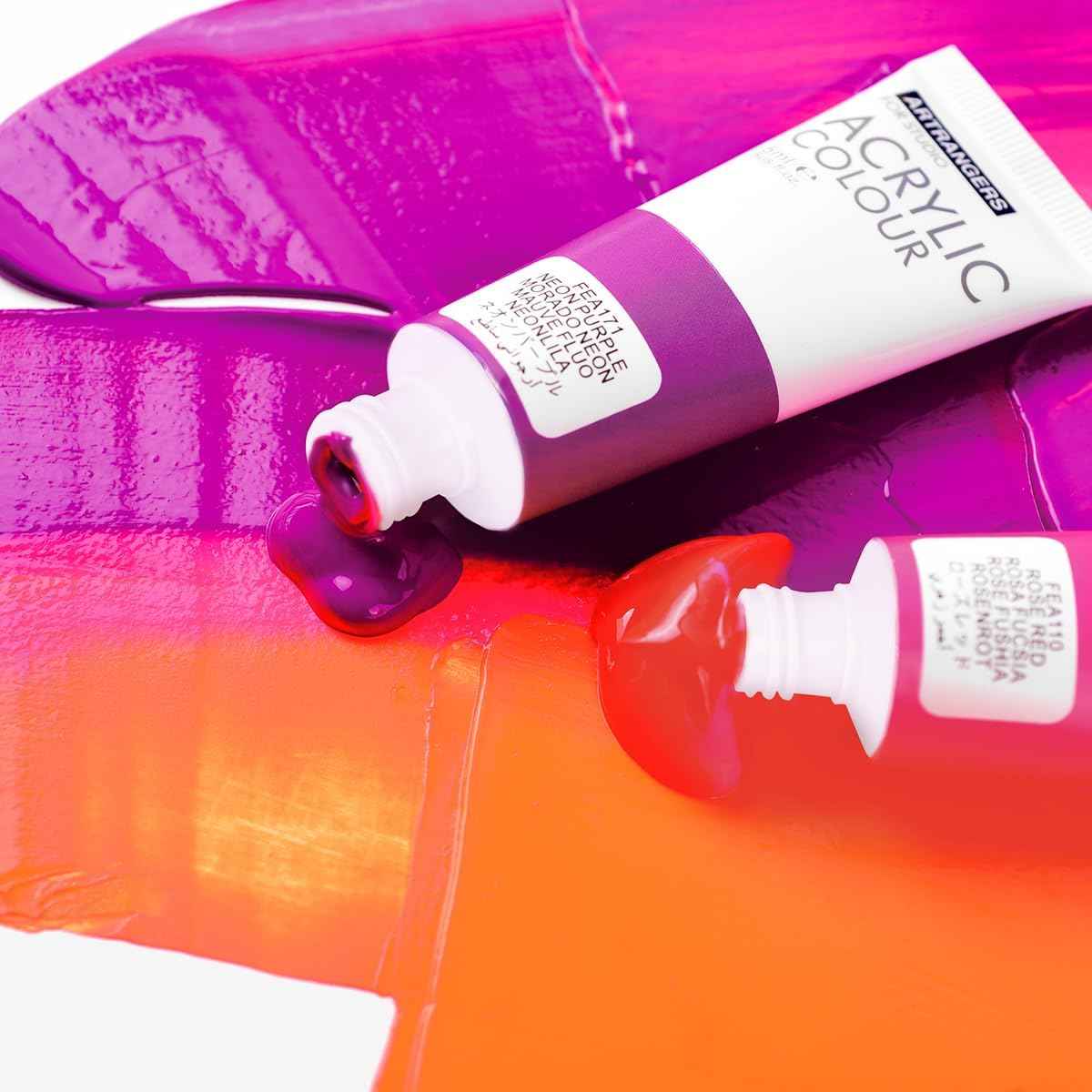 6 Tubes Acrylic Neon Colors Set 75 ml - Art rangers