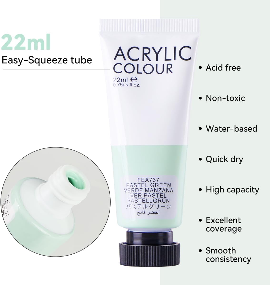 8 Tubes Acrylic Pastel Colors Set 22 ml - Art rangers