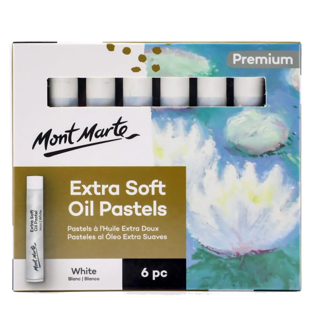 6pc Oil Pastels White Extra Soft for Blending & Highlights - Mont Marte