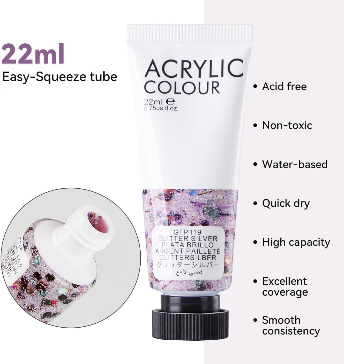8 Tubes Acrylic Metallic Colors Set 22 ml - Art rangers