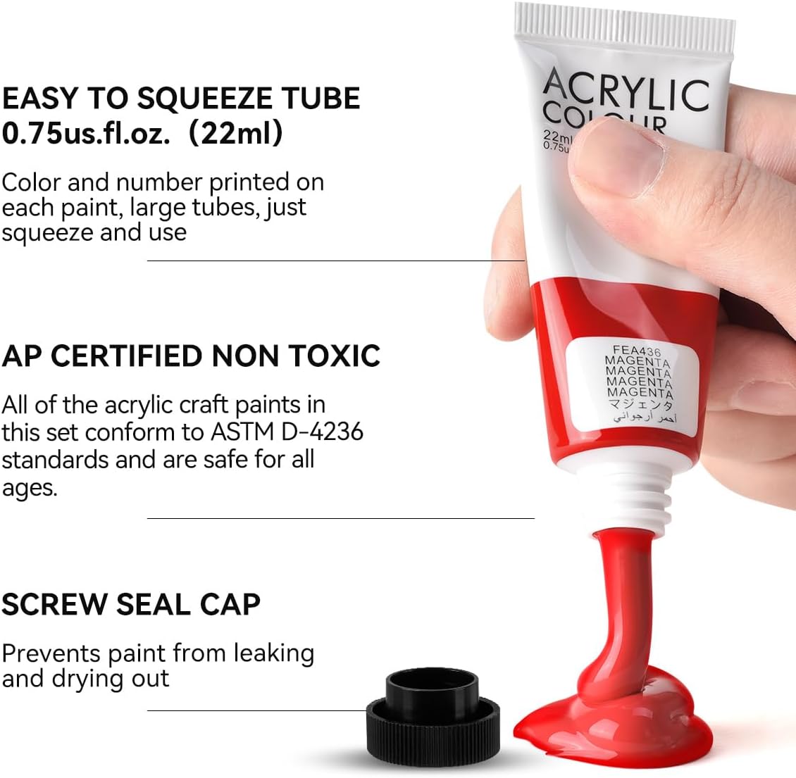 8 Tubes Acrylic Basic Colors Set 22 ml - Art rangers