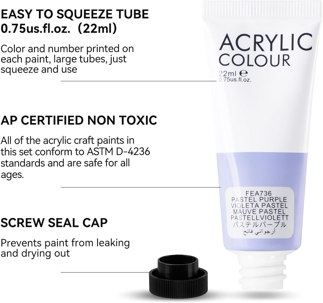 8 Tubes Acrylic Pastel Colors Set 22 ml - Art rangers