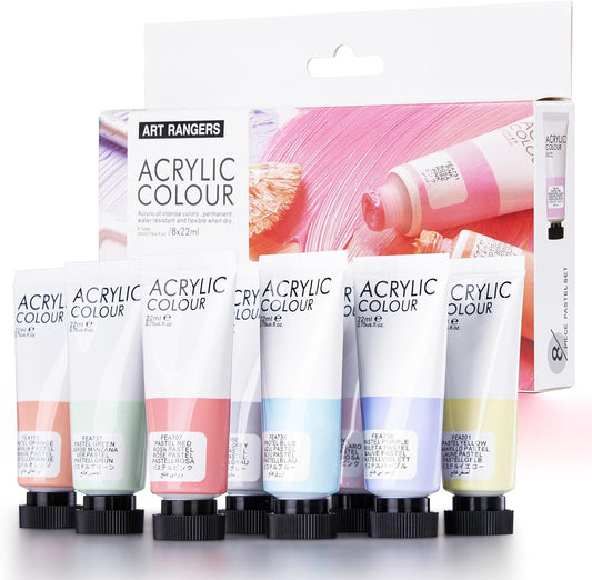 8 Tubes Acrylic Pastel Colors Set 22 ml - Art rangers