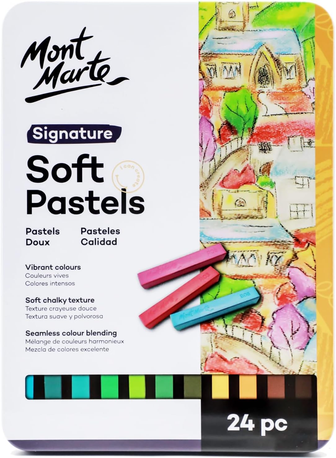 24pc Soft Pastels in Tin Box - Mont Marte