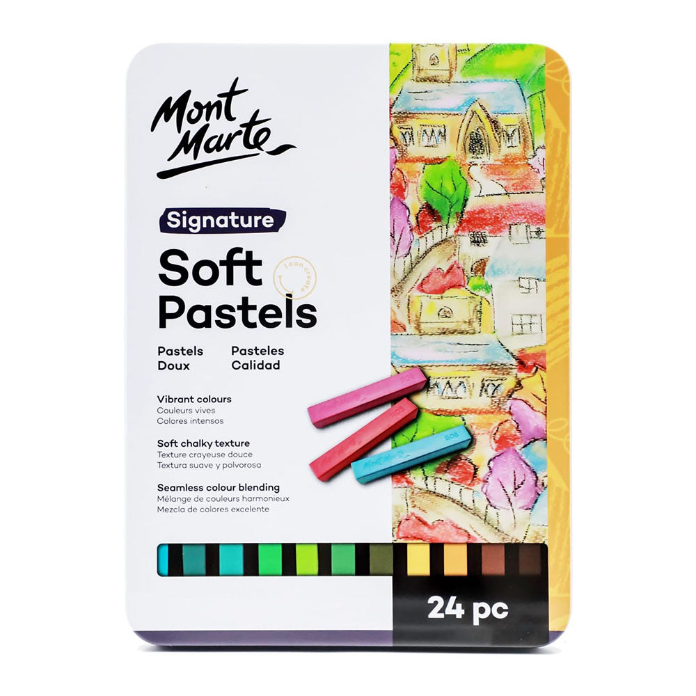 24pc Soft Pastels in Tin Box - Mont Marte