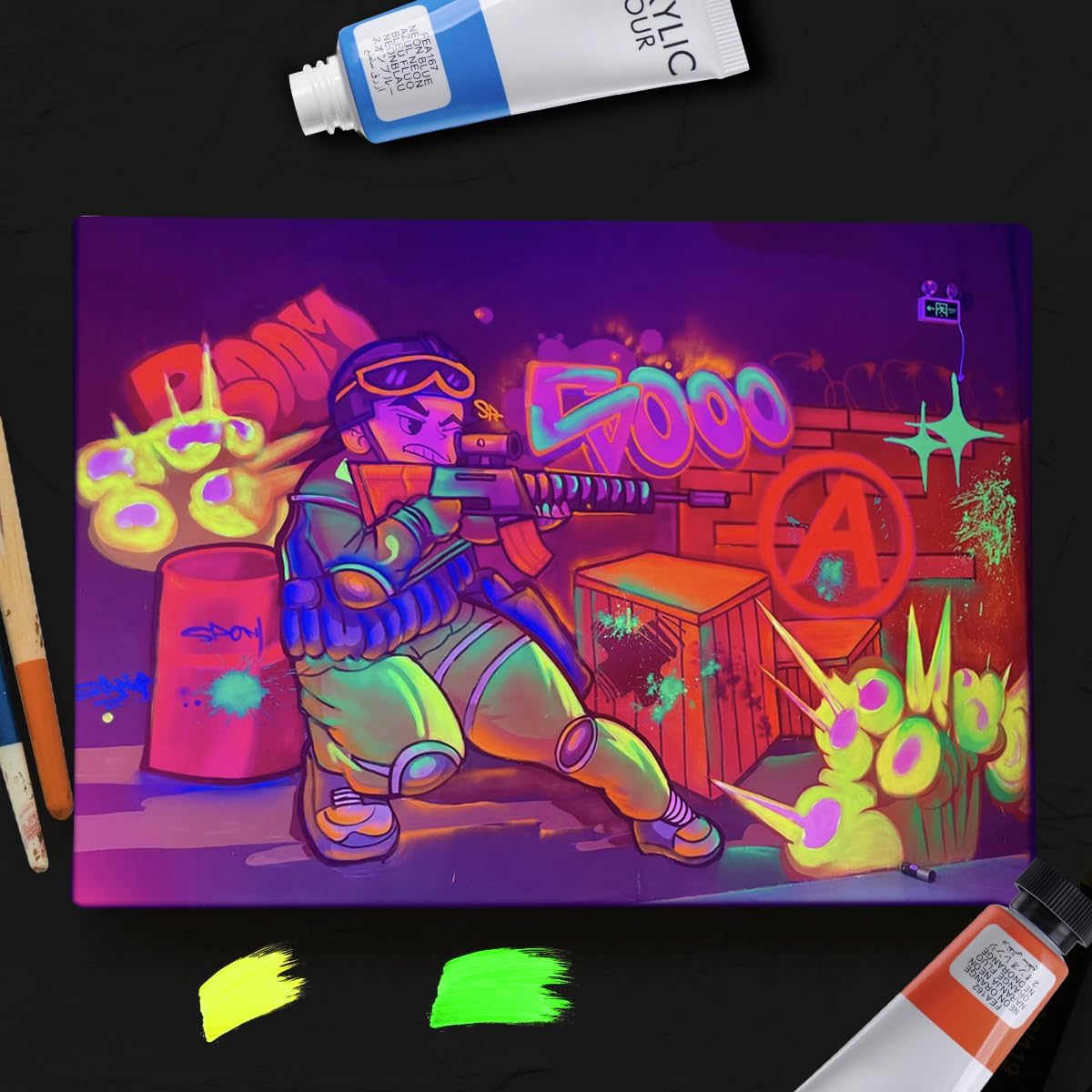 Art rangers - مجموعة 8 أنابيب ألوان أكريليك نيون 22 مللى