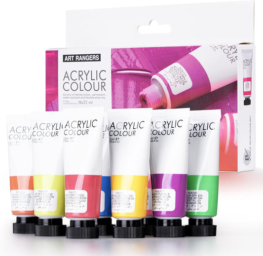 8 Tubes Acrylic Neon Colors Set 22 ml - Art rangers