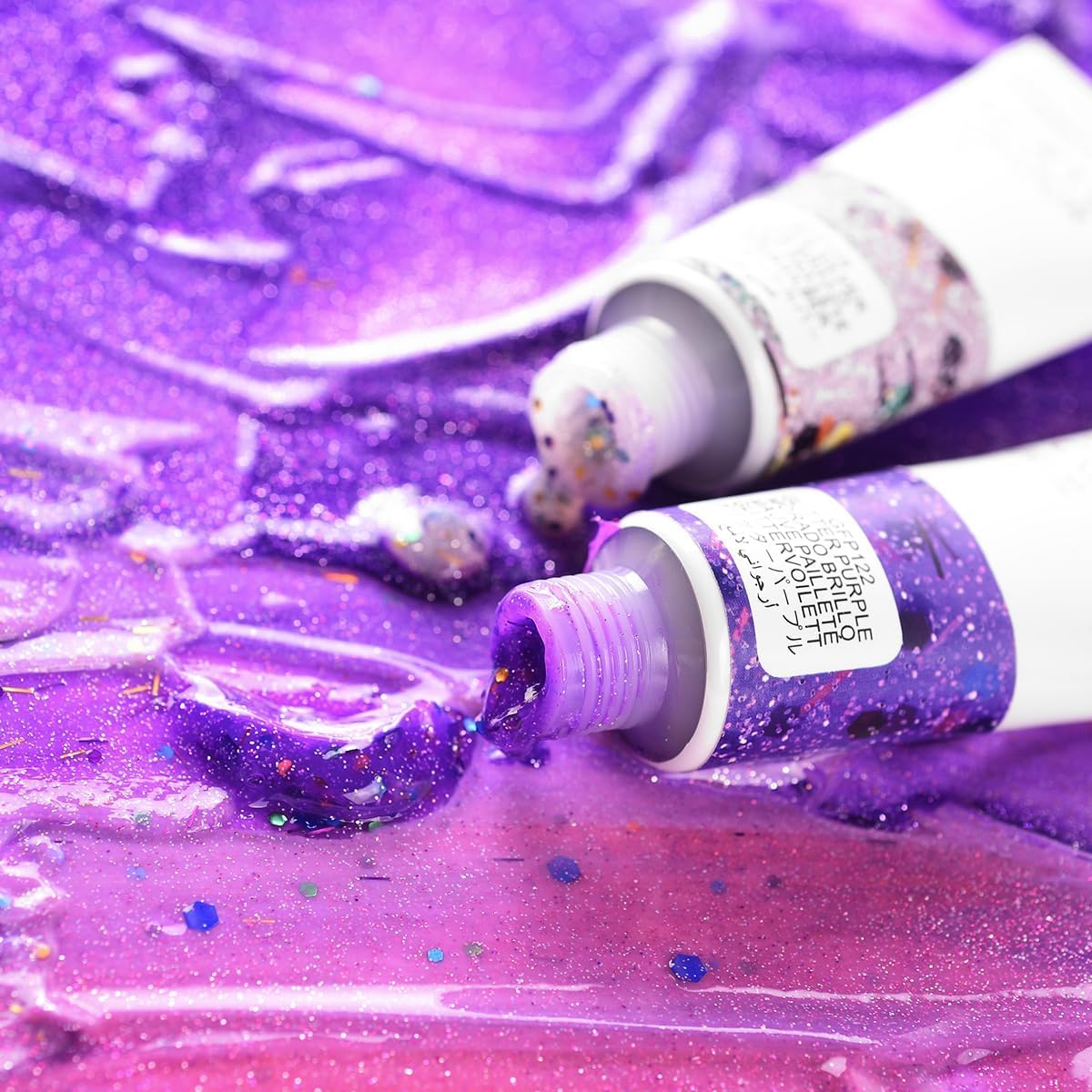 6 Tubes Acrylic Glitter Colors Set 75 ml - Art rangers