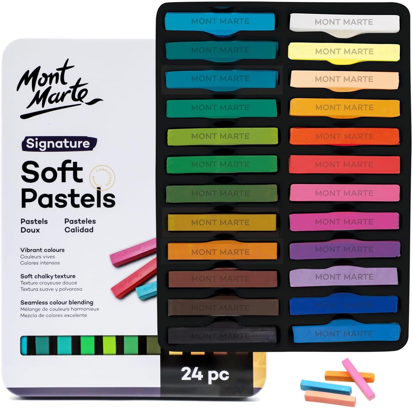 24pc Soft Pastels in Tin Box - Mont Marte