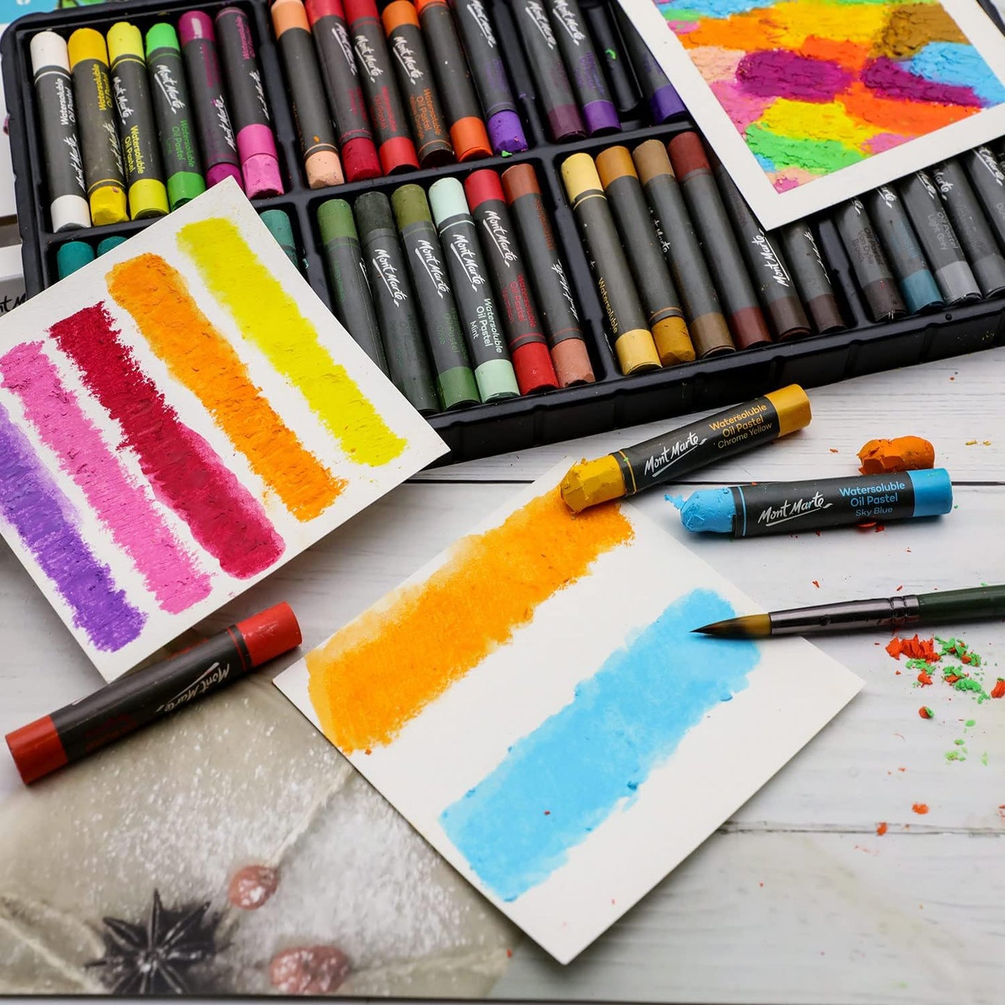 48pc Set Watersoluble Oil Pastels in Tin Box - Mont Marte