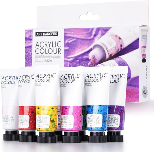 8 Tubes Acrylic Metallic Colors Set 22 ml - Art rangers