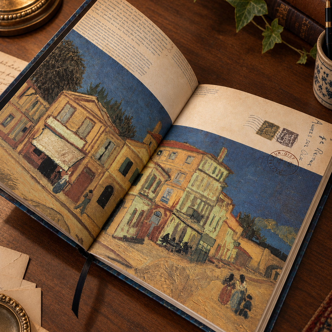 B5 Journaling Notebook Hard Cover - Cafe Terrace at Night