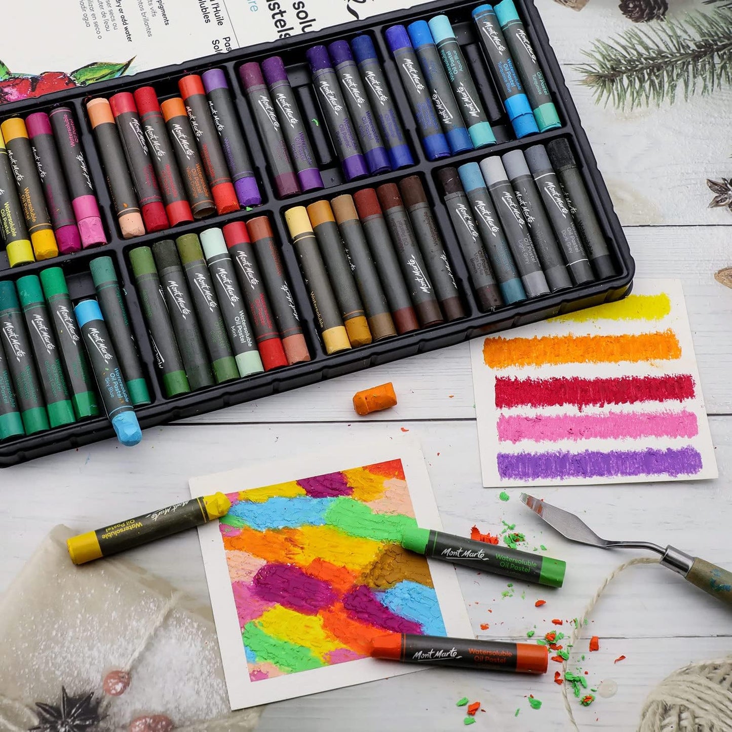 48pc Set Watersoluble Oil Pastels in Tin Box - Mont Marte