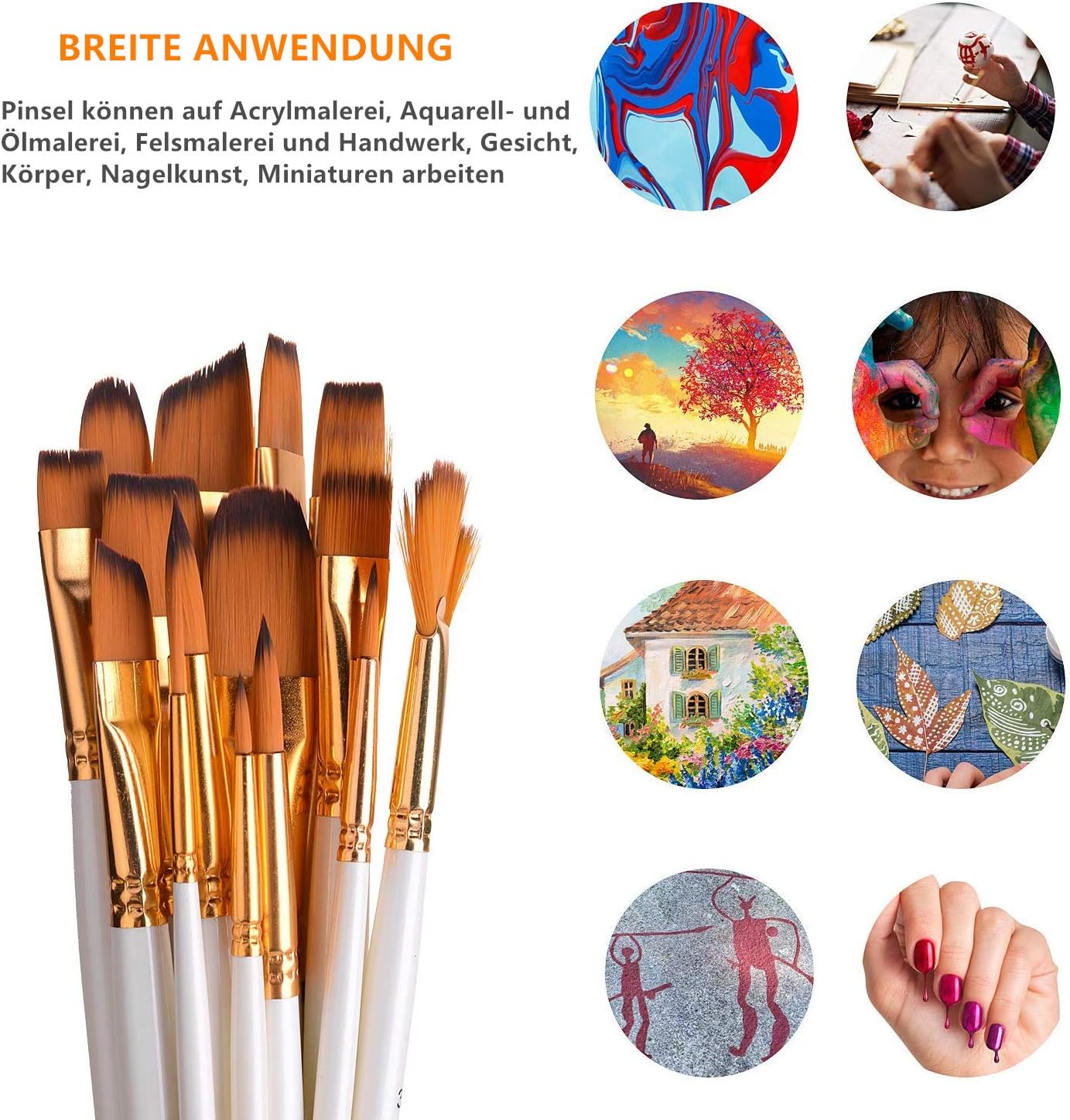 18 Brushes Set Different Shapes