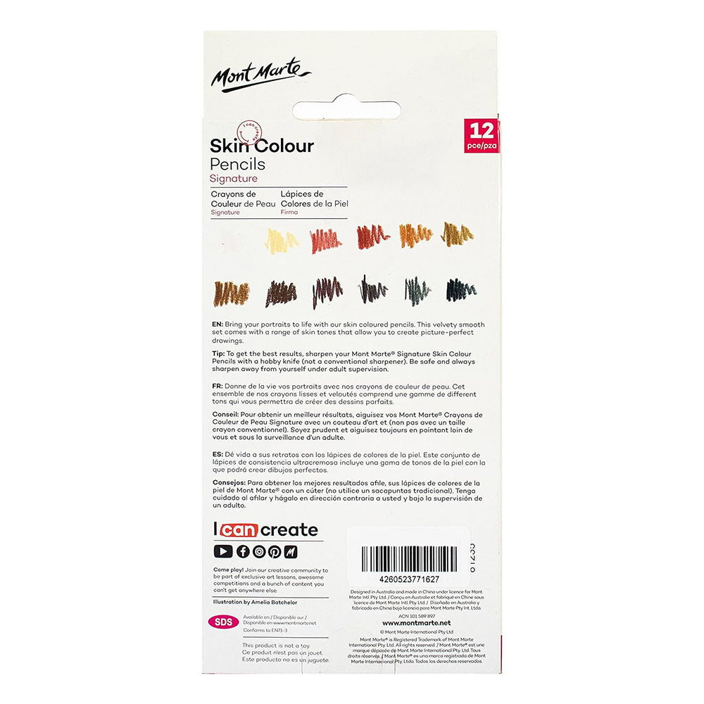 12pc Skin Colour Pencils - Mont Marte