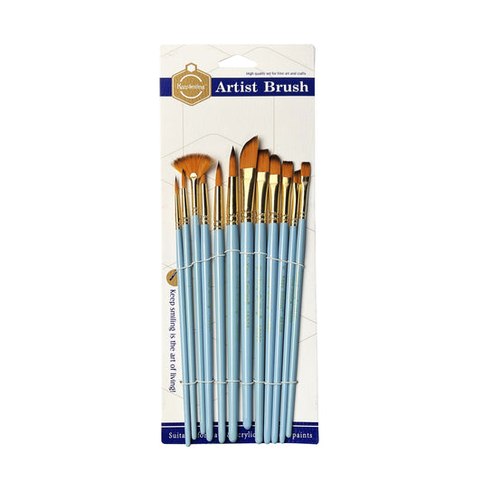 12 Brushes Set Different Shapes - Baby blue