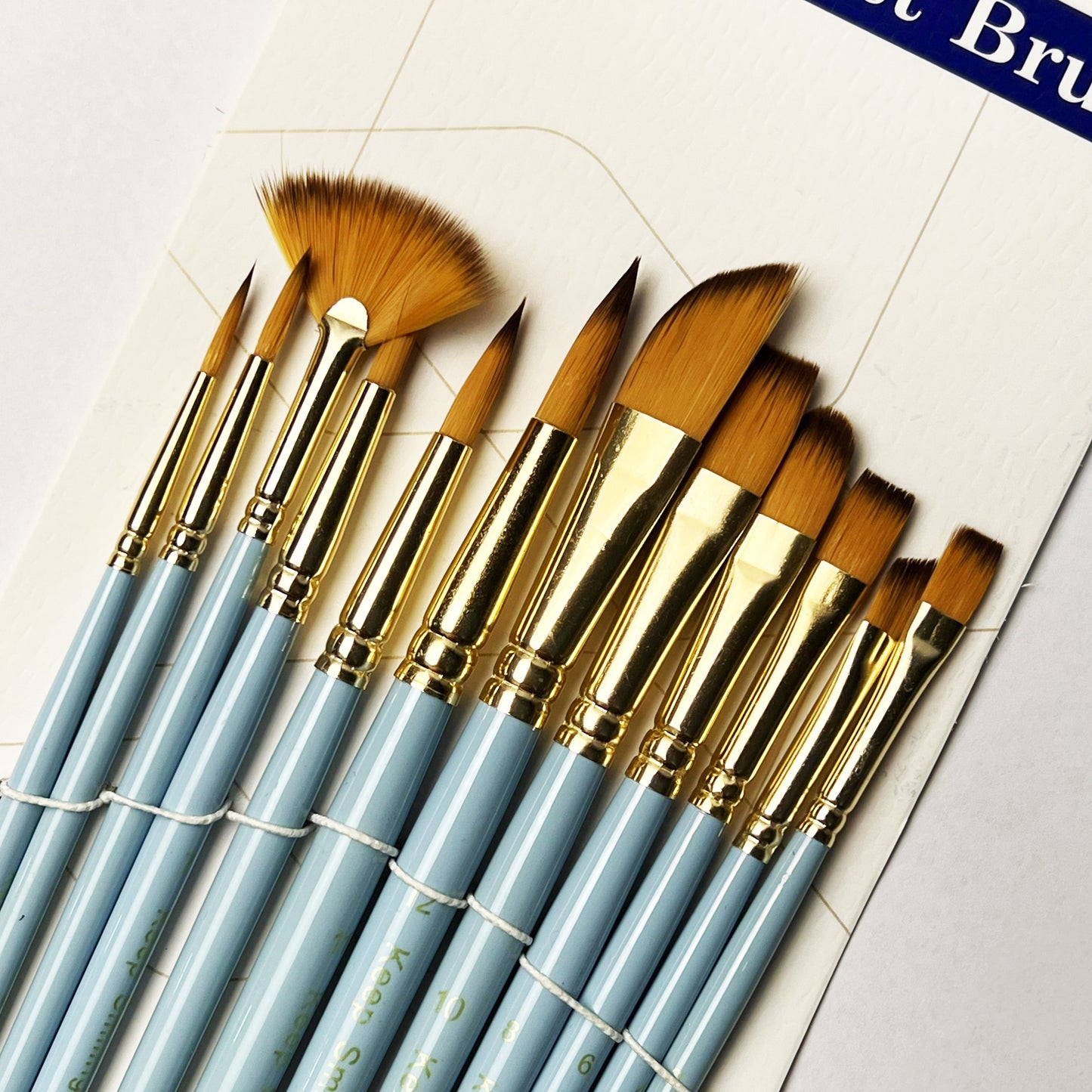 12 Brushes Set Different Shapes - Baby blue