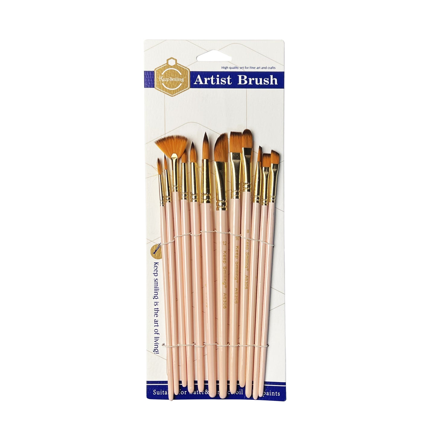 12 Brushes Set Different Shapes - Pink