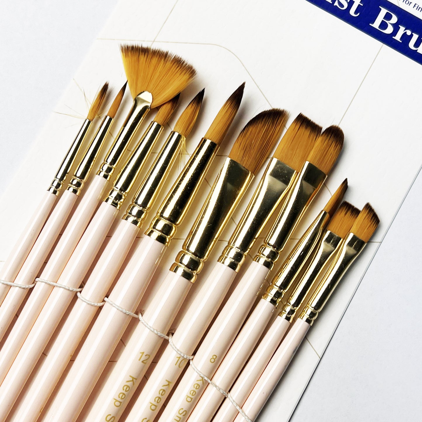 12 Brushes Set Different Shapes - Pink