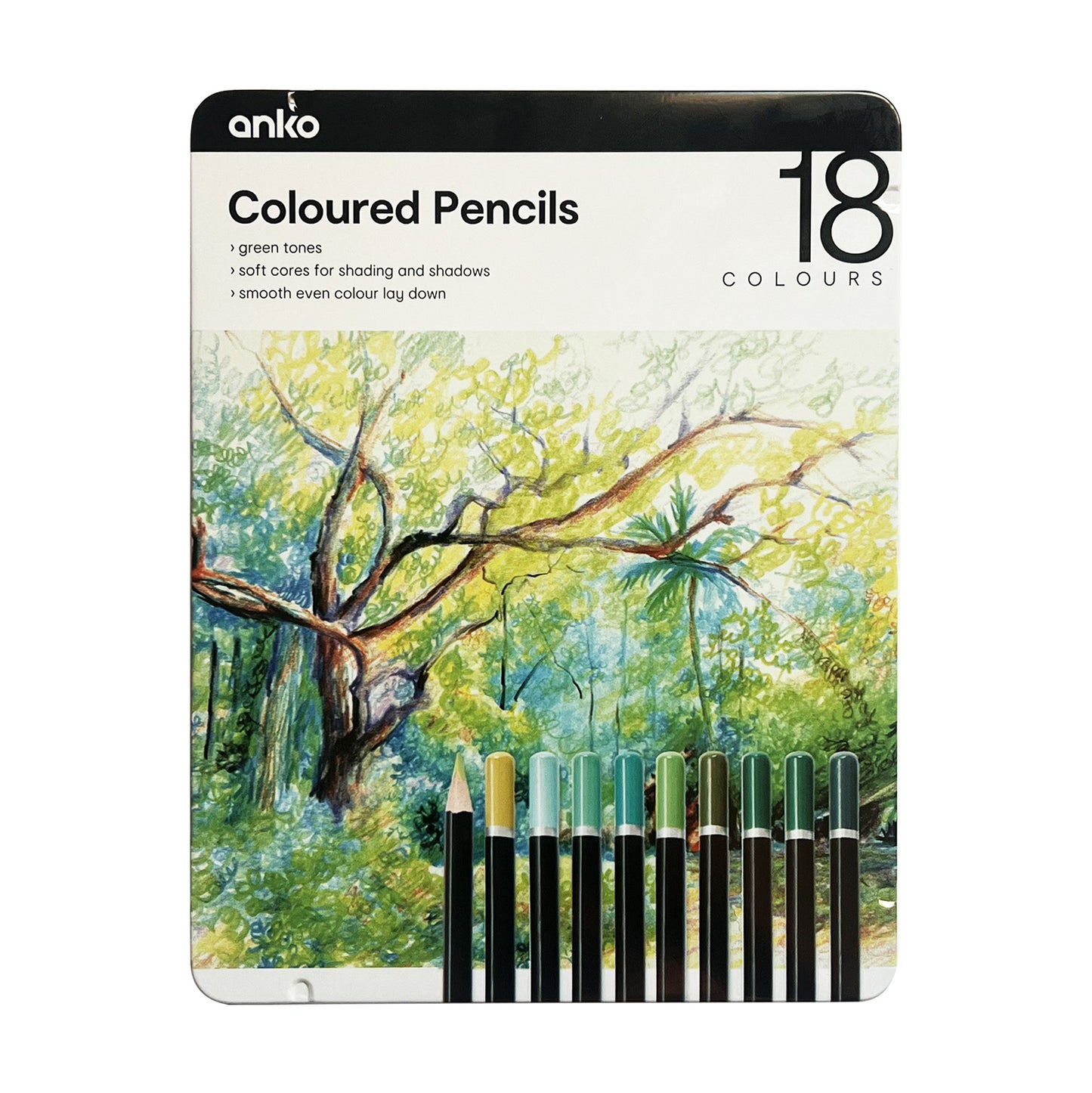 18 Pcs green tones Coloured Pencils