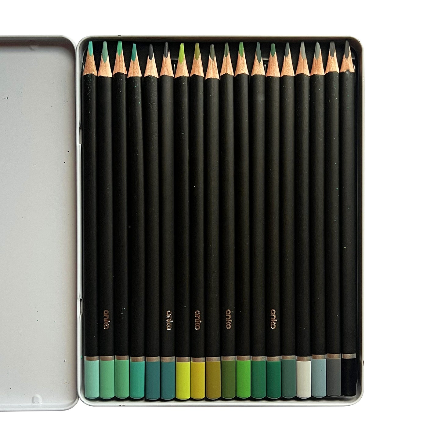 18 Pcs green tones Coloured Pencils