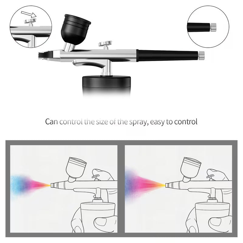 Portable Airbrush Set with Compressor - Black