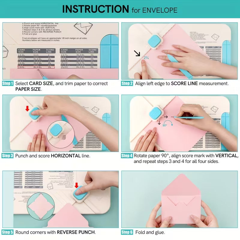 3-in-1 Plastic Craft Punch Board for DIY Envelopes, Gift Boxes & Bows