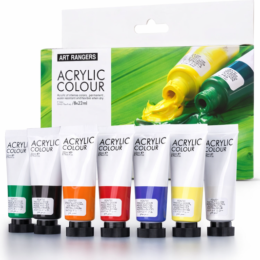 8 Tubes Acrylic Basic Colors Set 22 ml - Art rangers